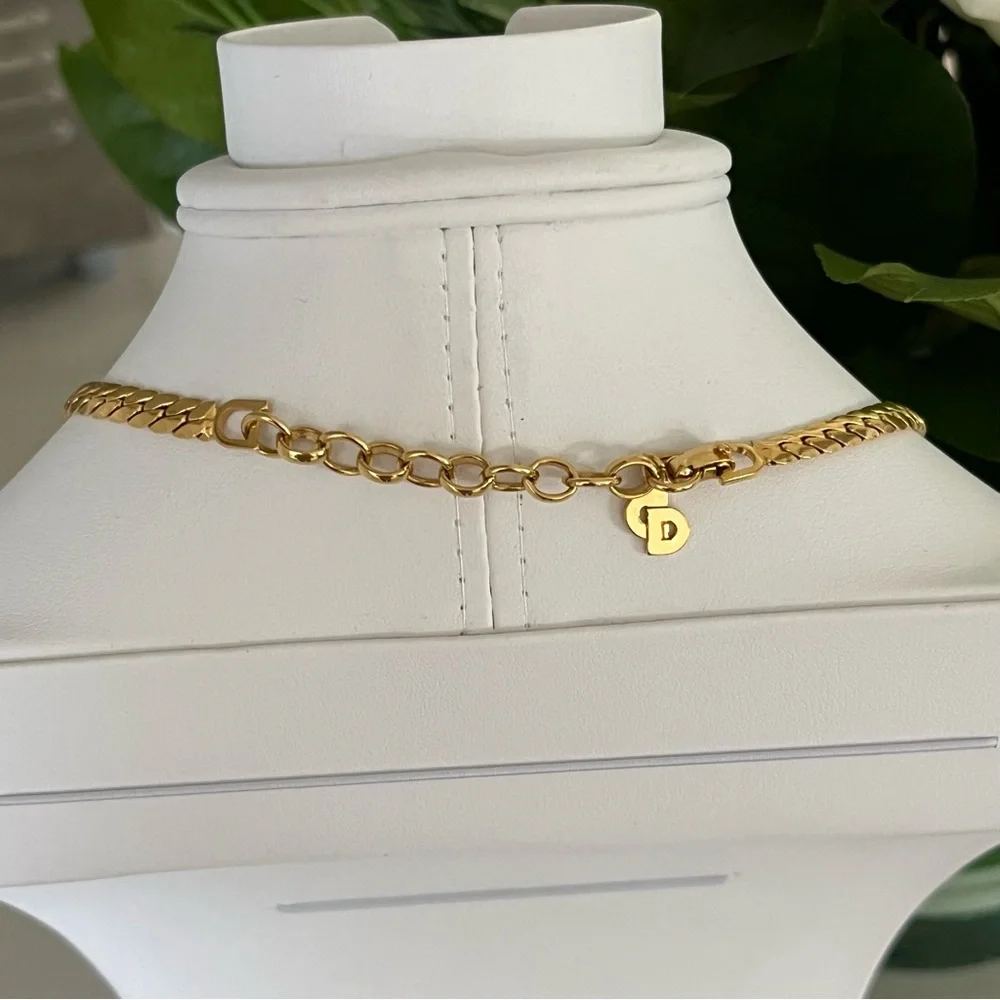 Christian Dior Necklace Gold Plate Pearl Oval Crystals Teardrop Designer Vintage - Picture 7 of 17